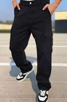 Trendyol Black Cargo Pocket Baggy Trousers