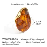 304 Stainless Steel Resin Cuff Open Ring for Women