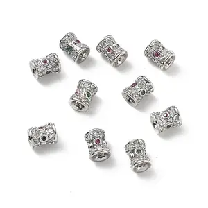 Brass Micro Pave Cubic Zirconia Beads