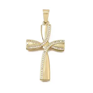 Brass Micro Pave Clear Cubic Zirconia Pendants