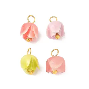 4Pcs 4 Colors Rose Flower Shape Synthetic Shell Charms