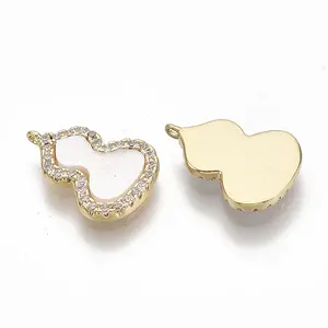 Brass Micro Pave Clear Cubic Zirconia Charms