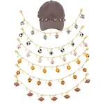 6Pcs 6 Styles Brass & Alloy Enamel Charms Baseball Cap Chain