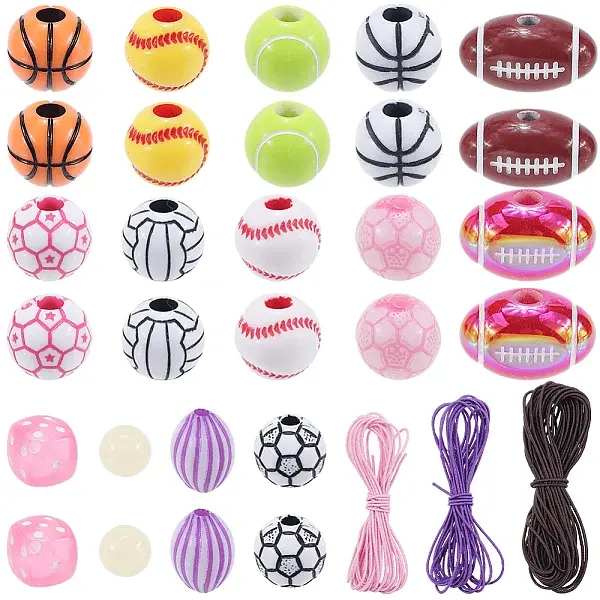 DIY Sports Balls Acrylic Beads Bracelets Making Kits