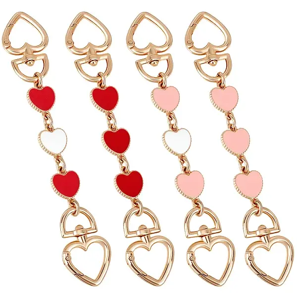 4Pcs 4 Colors Alloy Enamel Purse Strap Extenders