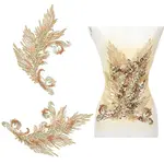 4Pcs 2 Styles Flower Shape Polyester & Sequin Cloth Iron On Patches