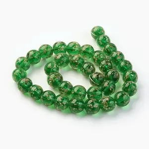 Handmade Gold Sand Lampwork Beads Strands