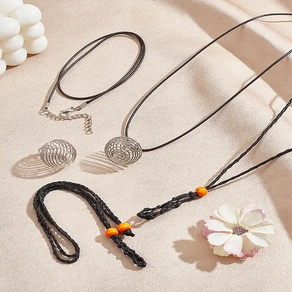 DIY Carbon Steel Spiral Bead Cage Pendants Neckalces Making Kits