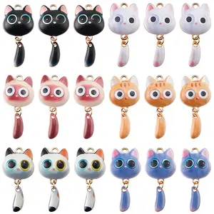 24Pcs 6 Colors Printed Alloy Pendants