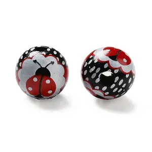Printed Wood Round Beads