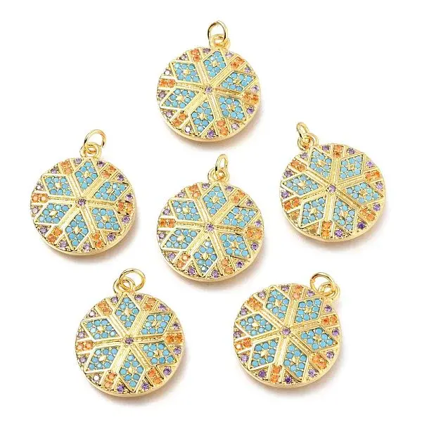 Brass Micro Pave Colorful Cubic Zirconia Pendants