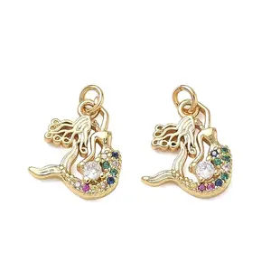 Ocean Brass Micro Pave Colorful Cubic Zirconia Pendants