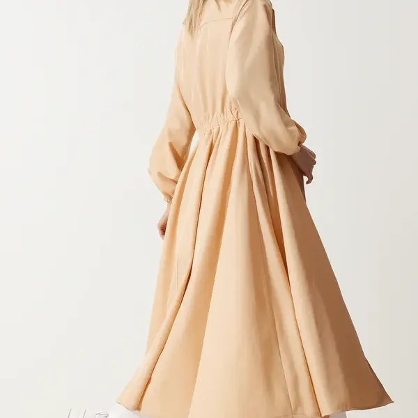 Happiness İstanbul Women's Cream Zipper Seasonal Woven Dress Trench Coat