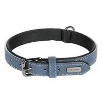 Kožený obojek Flamingo Delu modrá - L