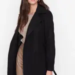 Trendyol Black Fitted Belted Woolen Cachet Coat