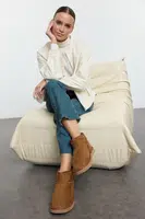 Trendyol Tan Flat Flatform Brown Short Heeled Women's Boots