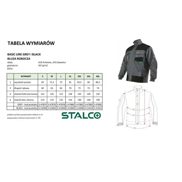 Blůza pracovní BASIC LINE, L/54, šedá, STALCO