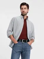 Ombre Elegant men's oxford shirt with embroidery - light grey