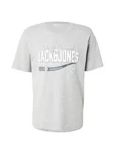 JACK & JONES Tričko  sivá melírovaná / čierna / biela