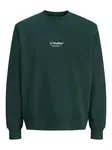 JACK & JONES Mikina 'JJESoho'  tmavozelená / biela