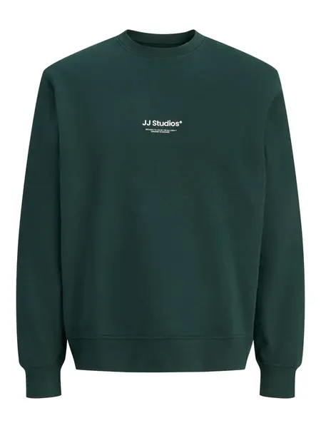 JACK & JONES Mikina 'JJESoho'  tmavozelená / biela