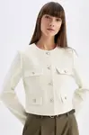 DEFACTO Crop Crew Neck Button-Down Blazer Jacket