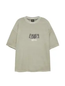 Pull&Bear Tričko 'NIRVANA ONE DOLLAR'  svetlobéžová / kaki / olivová / tmavozelená