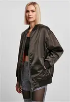 Dámská oversized saténová bomber bunda černá