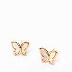 Earrings with enamel butterfly white