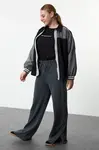 Trendyol Curve Anthracite Aged/Faded Effect Wide Leg/Wide Leg Thin Knitted Sweatpants