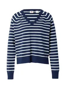 LEVI'S ® Sveter 'Supersoft V-Neck Pullover Sweater'  námornícka modrá / biela