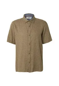 INDICODE JEANS Košeľa 'Helmo'  čokoládová / kapučíno / biela