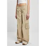 Ladies Wide Crinkle Nylon Cargo Pants Concrete