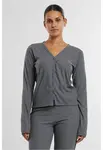 Women's ribbed cardigan dark gray