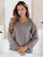 Dámský svetr s V výstřihem VERALIA šedý