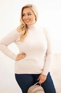 Kesi Włoski Dámský svetr Plus Size z viskózy klasického střihu béžový