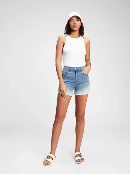 GAP Džínové kraťasy 4" high rise grange dip dye shorts - Dámské