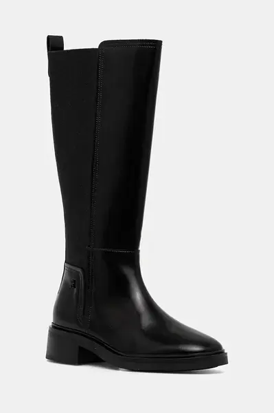 Kožené kozačky Tommy Hilfiger TH MINIMAL ABRASIVATO LONG BOOT