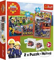Sada 3v1 Požárník Sam (2x puzzle + pexeso) - puzzle z kategorie 15 - 60 dílků