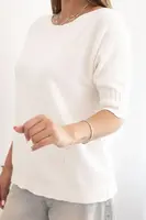 Kesi Włoski Dámský svetr z viskózy s krátkým rukávem ecru