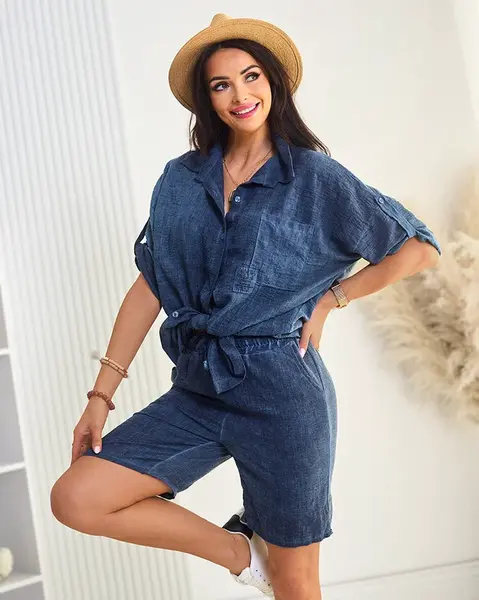 Resti Cotton and linen women's shirt set