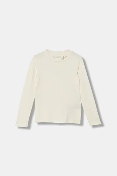 Dětské tričko s dlouhým rukávem Guess béžová barva, J5BI14 J1314