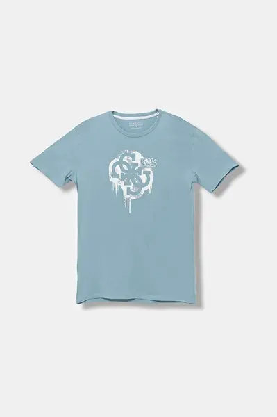 Dětské bavlněné tričko Guess modrá barva, s potiskem, L5BI00 I3Z14