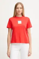 Bavlněné tričko Calvin Klein Jeans dámské, červená barva, LV047D874G