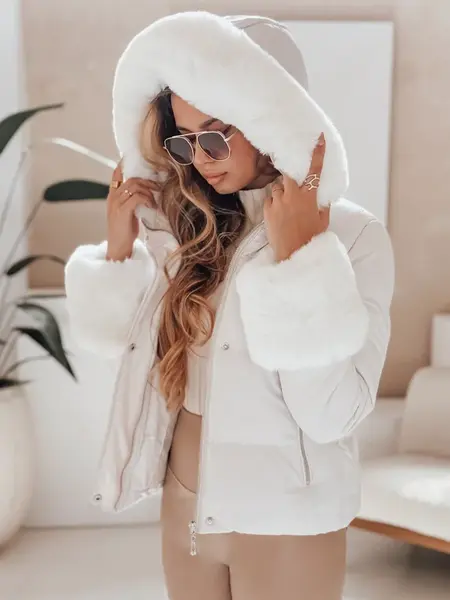 Dámská zimní bunda YOUWARM s bílým futerkem