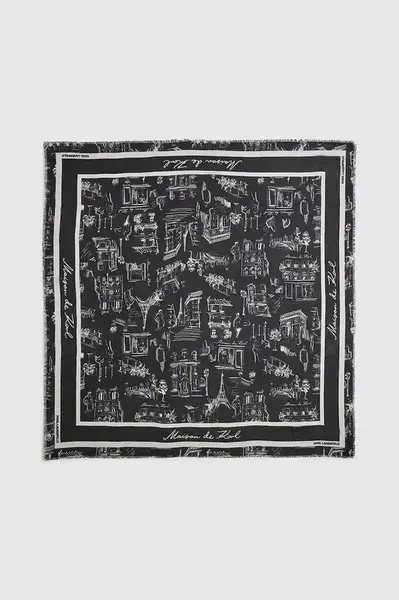 Šátek s hedvábím Karl Lagerfeld K/SKETCH dámský, černá barva, A4W33116