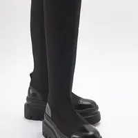 LuviShoes CELINE Women's Black Scuba Thick Soled Boots