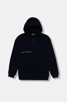 Dětská bavlněná mikina United Colors of Benetton tmavomodrá barva, s kapucí, s potiskem, 3J68C505G