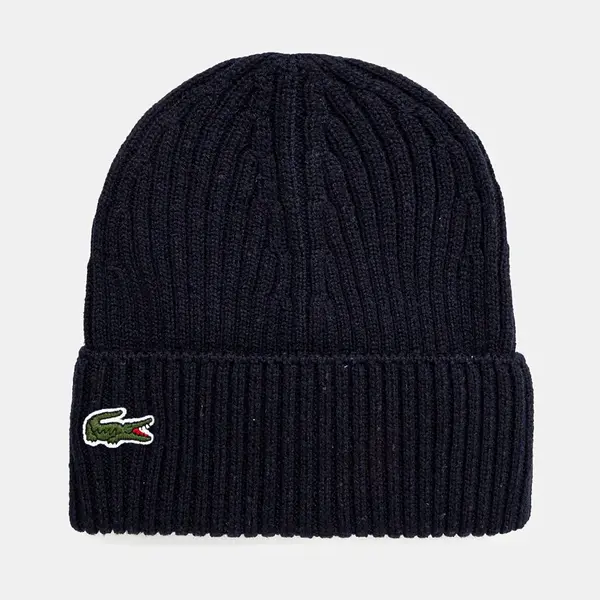 Vlněná čepice Lacoste černá barva, RB0001