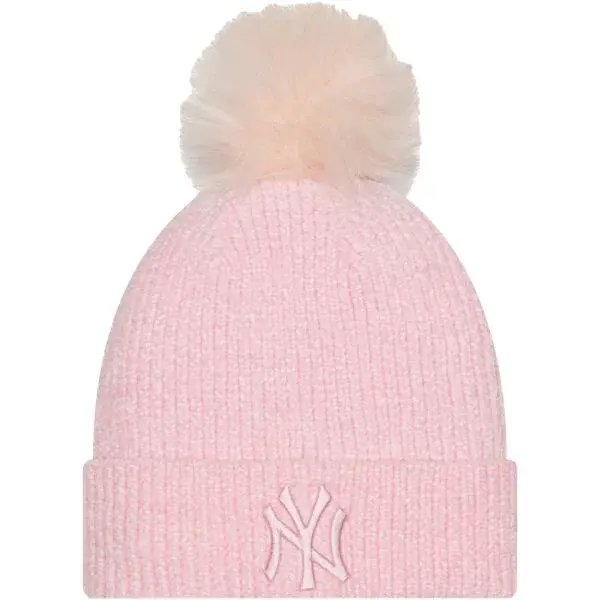 New Era MLB WMNS CHENILLE BOBBLE BEANIE NEW YORK YANKEES Klubová čiapka, ružová, veľkosť UNI